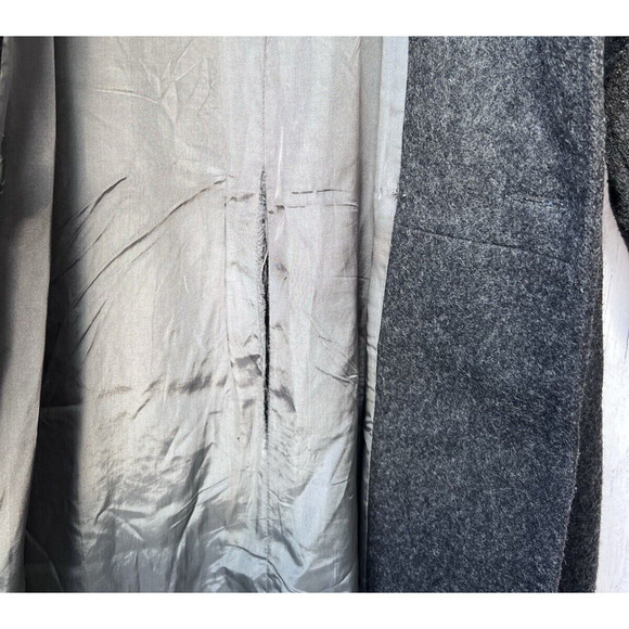 Lerner! Women’s Long Virgin Wool Trench Pea Coat Double Breasted Gray Size 5/6 - Picture 8 of 11